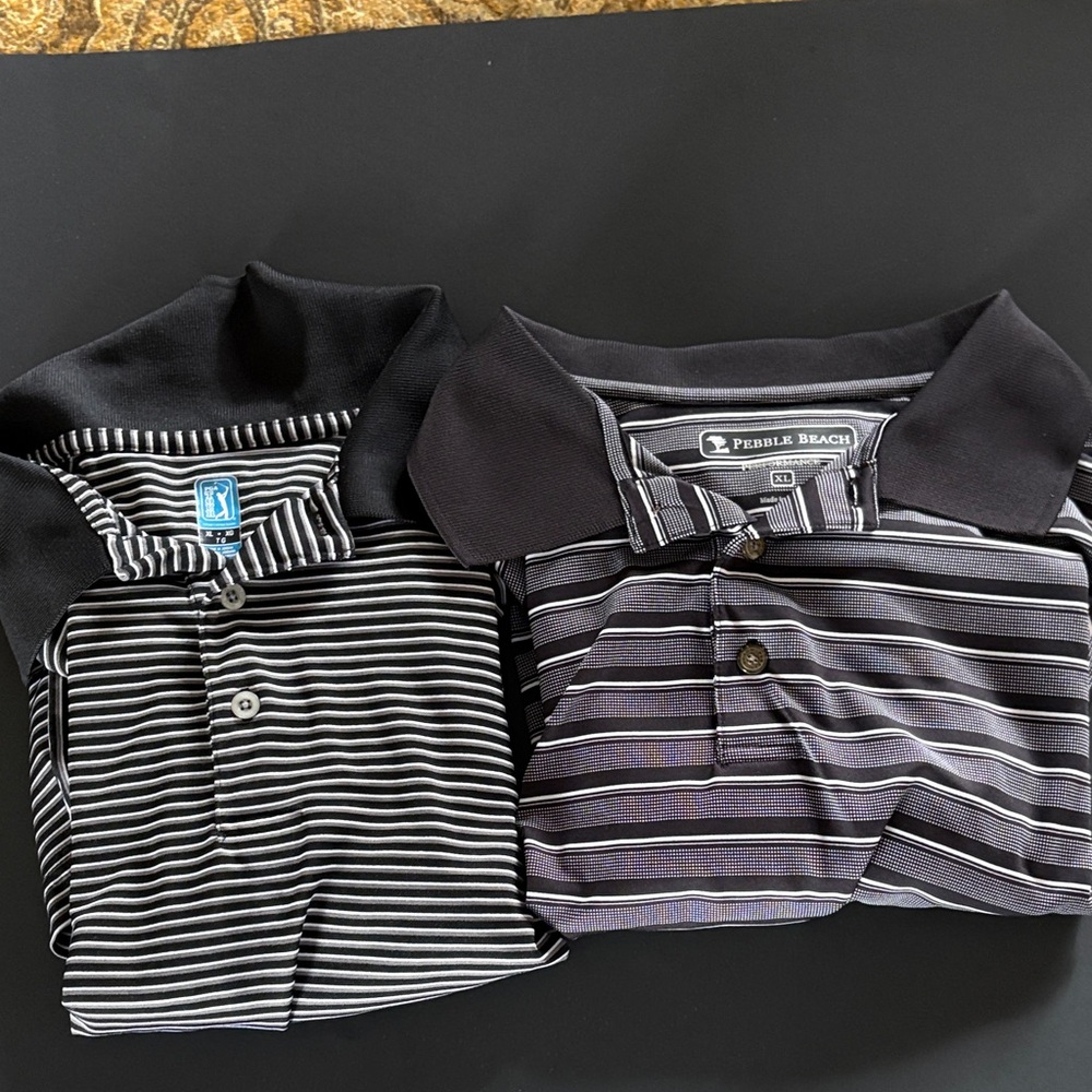 Pebble Beach men’s polo Set - Black and Gray Stripes